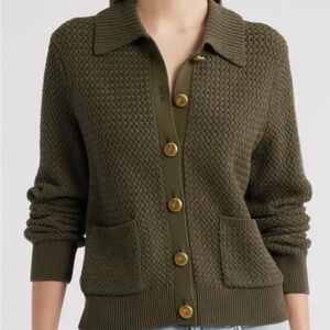 Rag & Bone Jaz Basketweave Cardigan-Olive-Medium